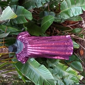 Mng sequin Sunburst stripe mini dress